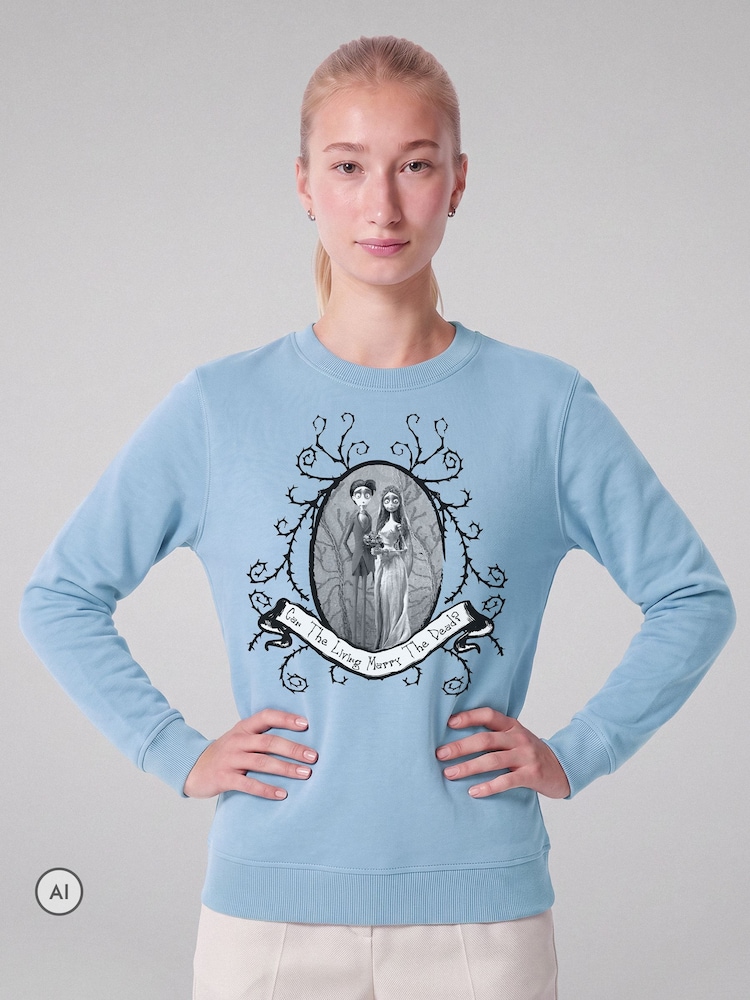 All + Every Blue Corpse Bride Halloween Can The Living Marry The Dead Sweatshirt - Image 2 of 4