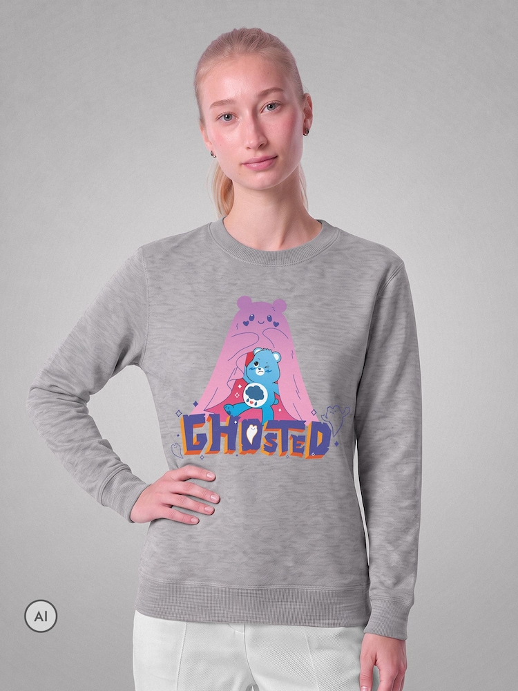All + Every Grey Care Bears UTM Halloween Grumpy Bear Ghosted Sweatshirt - Image 2 of 4 All + Every Grey Care Bears UTM Halloween Grumpy Bear Ghosted Sweatshirt - Image 2 of 4