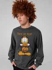 All + Every Grey Garfield Halloween Trick Or Treat Sweatshirt - Image 2 of 4