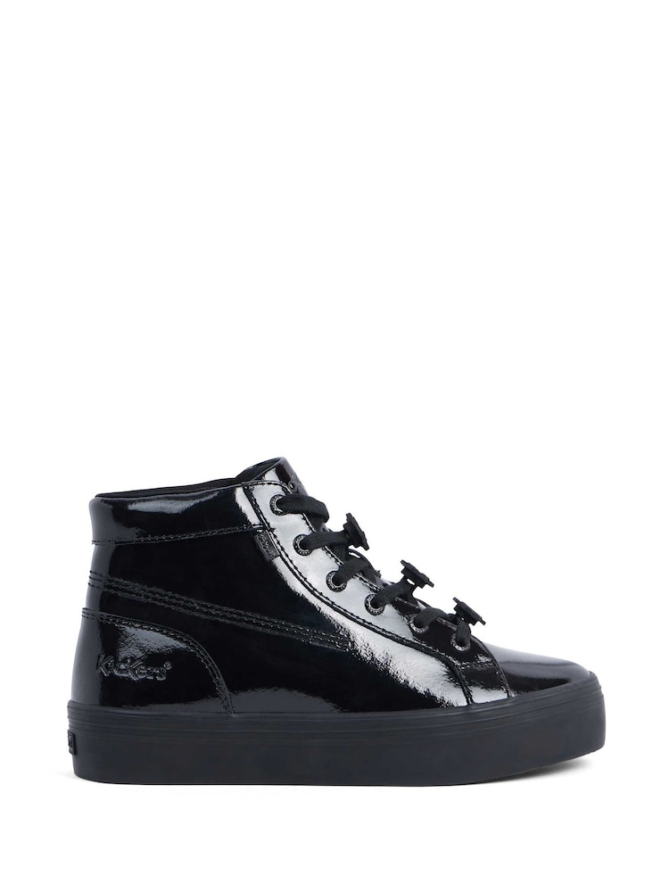 Kickers Black Tovni Stack Hi Flower Patent Trainers - Image 1 of 6