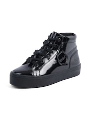 Kickers Black Tovni Stack Hi Flower Patent Trainers - Image 5 of 6