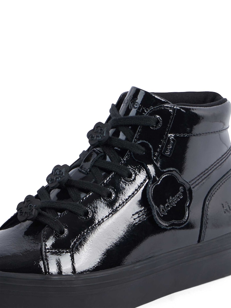 Kickers Black Tovni Stack Hi Flower Patent Trainers - Image 6 of 6