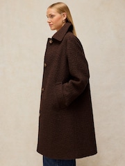White Stuff Brown Kelsey Boucle Wool Blend Coat - Image 3 of 6