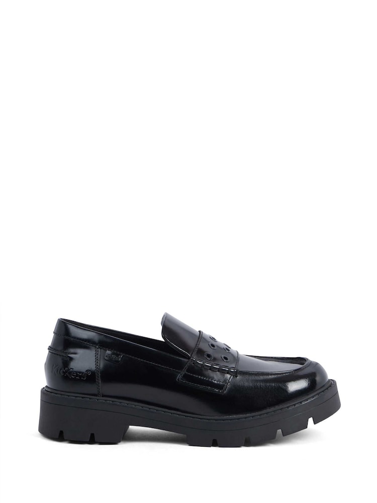 Kickers Black Kori Loafer Rivet Leather Shoes - Image 1 of 5
