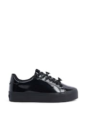 Kickers Black Tovni Stack Lo Flower Patent Trainers - Image 1 of 5