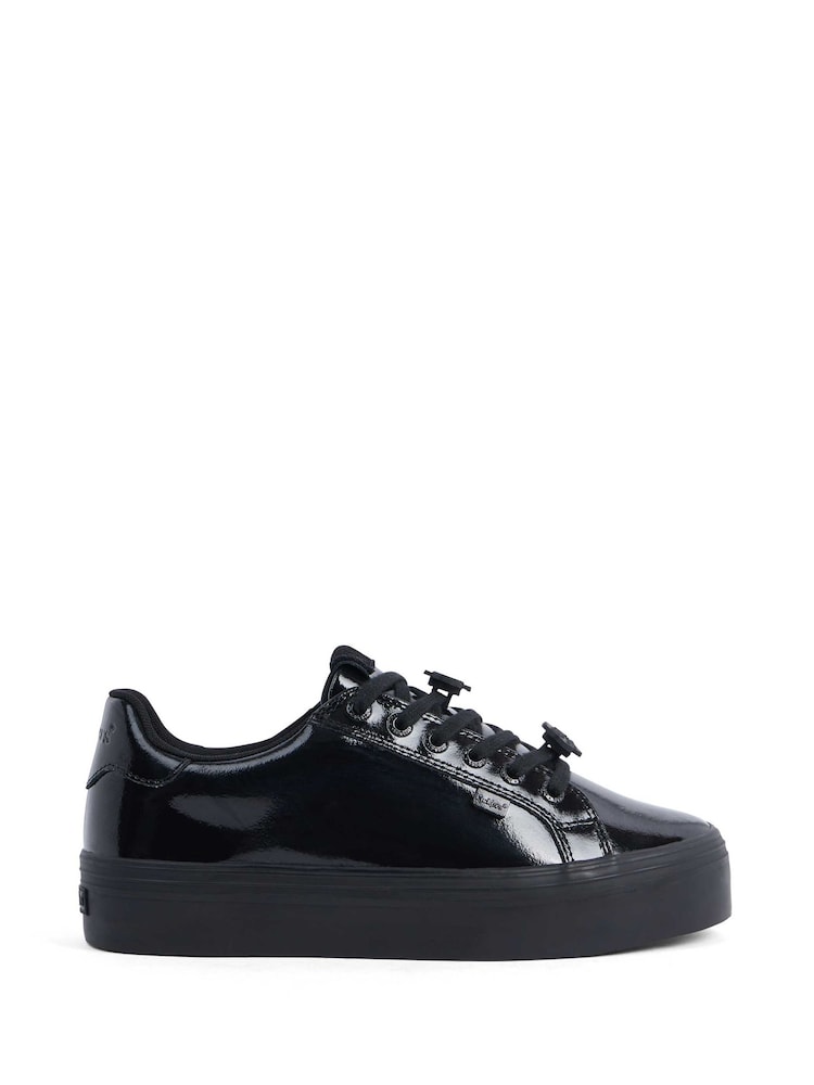 Kickers Black Tovni Stack Lo Flower Patent Trainers - Image 1 of 5