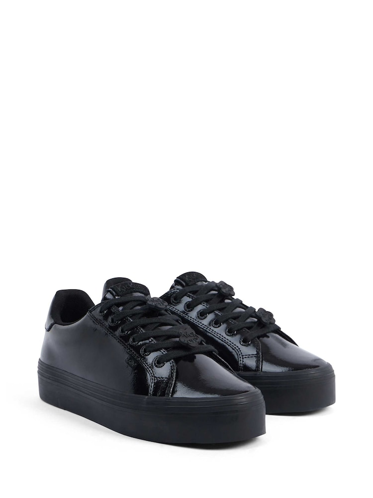 Kickers Black Tovni Stack Lo Flower Patent Trainers - Image 2 of 5
