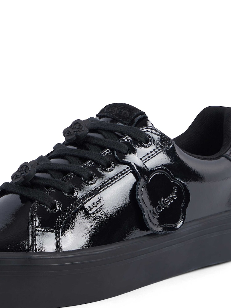 Kickers Black Tovni Stack Lo Flower Patent Trainers - Image 5 of 5