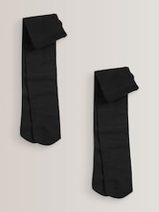 Black Regular Length 2 Pack 80 Denier School Tights - Image 1 of 3