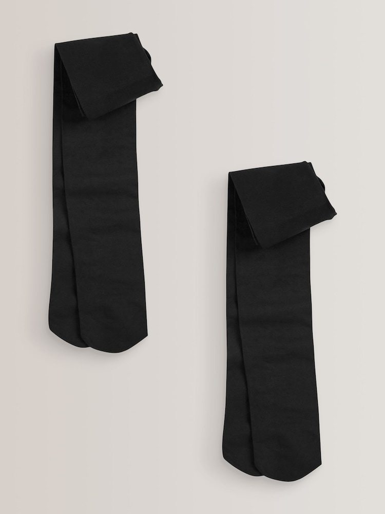 Black Regular Length 2 Pack 80 Denier School Tights - Image 1 of 3
