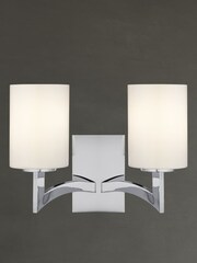 Searchlight Chrome Gina 2 Light Wall Bracket With White Glass Shades - Image 1 of 2