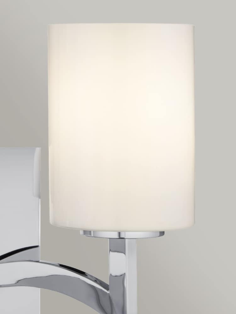 Searchlight Chrome Gina 2 Light Wall Bracket With White Glass Shades - Image 2 of 2