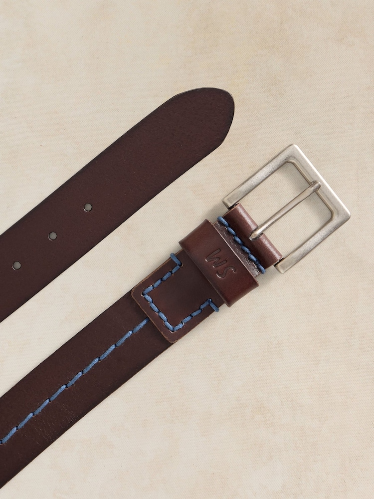 White Stuff Chunky Stitch Leather Belt - 3суретінің 3 суреті