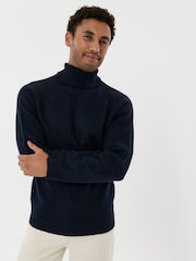 Threadbare Blue Raglan Sleeve Roll Neck Jumper - Image 4 of 4
