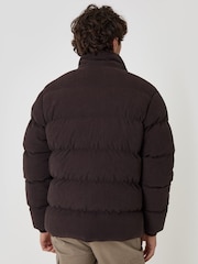 Threadbare Brown Corduroy Funnel Neck Puffer Coat - Image 3 of 5
