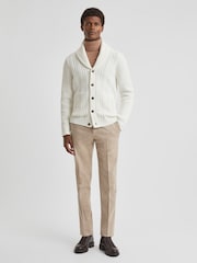 Reiss Ecru Ashbury Cotton Blend Cable Knit Cardigan - Image 4 of 6