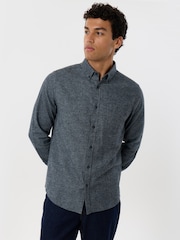 Threadbare Blue Regular Fit Textured Cotton Shirt - Image 1 of 4