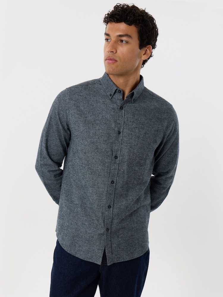 Threadbare Blue Regular Fit Textured Cotton Shirt - Image 1 of 4 Threadbare Blue Regular Fit Textured Cotton Shirt - Image 1 of 4