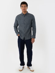 Threadbare Blue Regular Fit Textured Cotton Shirt - Image 3 of 4