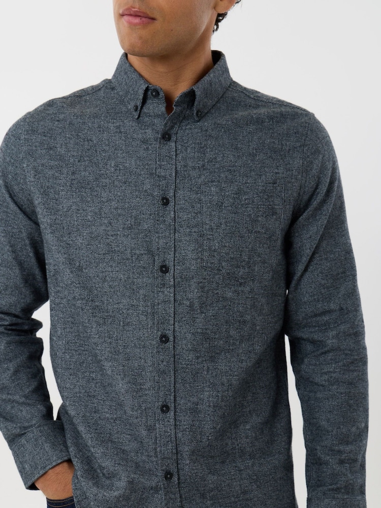 Threadbare Blue Regular Fit Textured Cotton Shirt - Image 4 of 4 Threadbare Blue Regular Fit Textured Cotton Shirt - Image 4 of 4