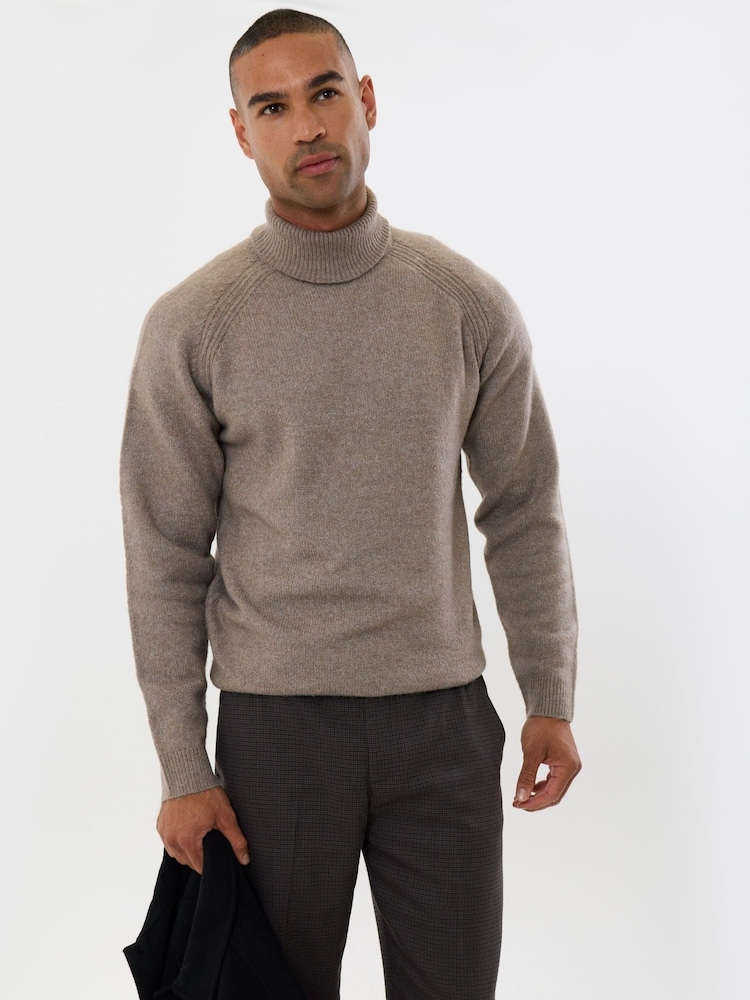 Threadbare Brown Raglan Sleeve Roll Neck Jumper - Image 1 of 5 Threadbare Brown Raglan Sleeve Roll Neck Jumper - Image 1 of 5