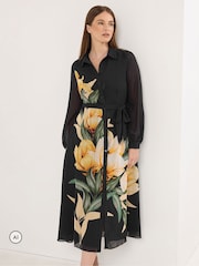 Star by Julien MacDonald Black Placement Print Shirt Dress - Image 2 of 6
