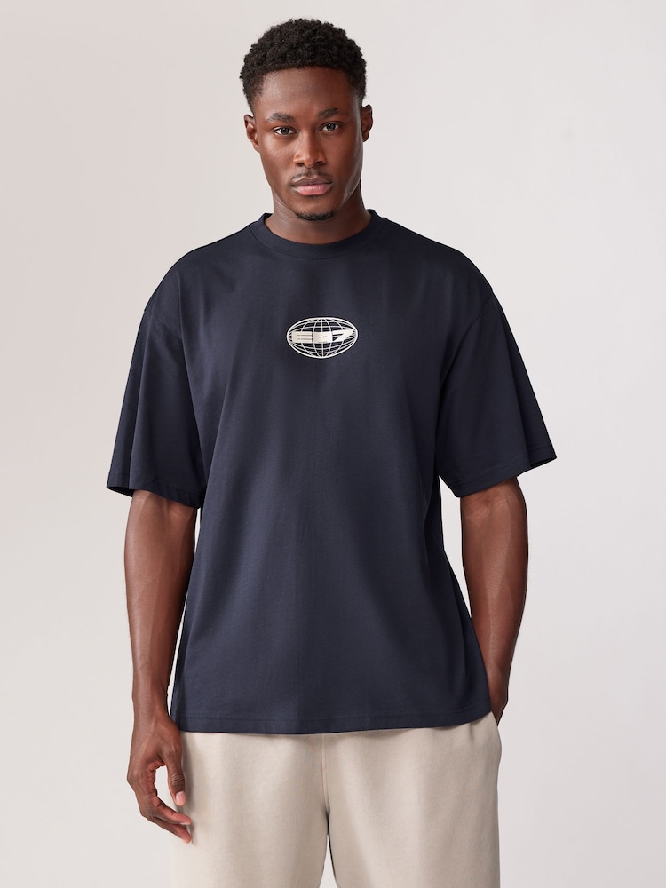 Emporio Armani EA7 Graphic Series Globe Oversized T-Shirt - Image 1 of 5