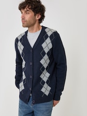 Threadbare Argyle V-Neck Cardigan - 4şəkildən 1 şəkil