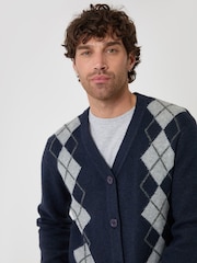 Threadbare Argyle V-Neck Cardigan - 4şəkildən 4 şəkil