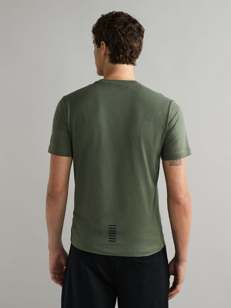 Khakigrün - Emporio Armani EA7 Core ID T-Shirt aus 100 % Baumwolle mit Logo - Bild 2 von 4