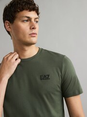 Khakigrün - Emporio Armani EA7 Core ID T-Shirt aus 100 % Baumwolle mit Logo - Bild 3 von 4