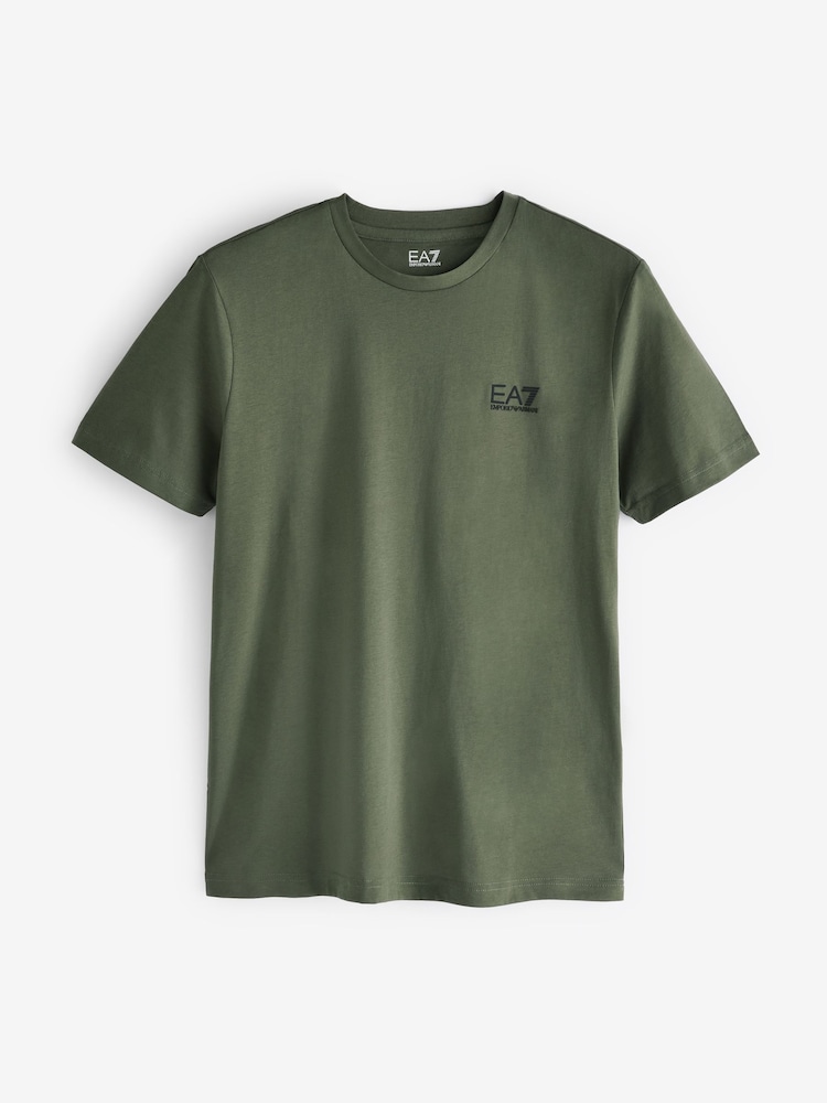 Khakigrün - Emporio Armani EA7 Core ID T-Shirt aus 100 % Baumwolle mit Logo - Bild 4 von 4