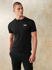 Schwarz/Gold - Emporio Armani EA7 Core ID T-Shirt aus 100 % Baumwolle mit Logo - Bild 1 von 5