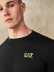 Schwarz/Gold - Emporio Armani EA7 Core ID T-Shirt aus 100 % Baumwolle mit Logo - Bild 3 von 5