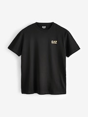 Schwarz/Gold - Emporio Armani EA7 Core ID T-Shirt aus 100 % Baumwolle mit Logo - Bild 5 von 5