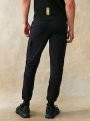 Emporio Armani EA7 Black/Gold Core ID Cargo Utility 100% Cotton Joggers - Image 2 of 5