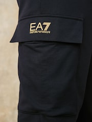 Emporio Armani EA7 Black/Gold Core ID Cargo Utility 100% Cotton Joggers - Image 3 of 5