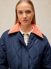 White Stuff Blue Waverley Puffer Coat - Image 4 of 7