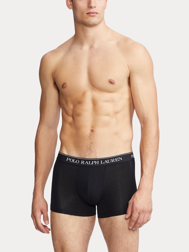 Czarny/biały/szary - Polo Ralph Lauren Stretch Cotton Boxers 3 Pack - Image 4 of 6