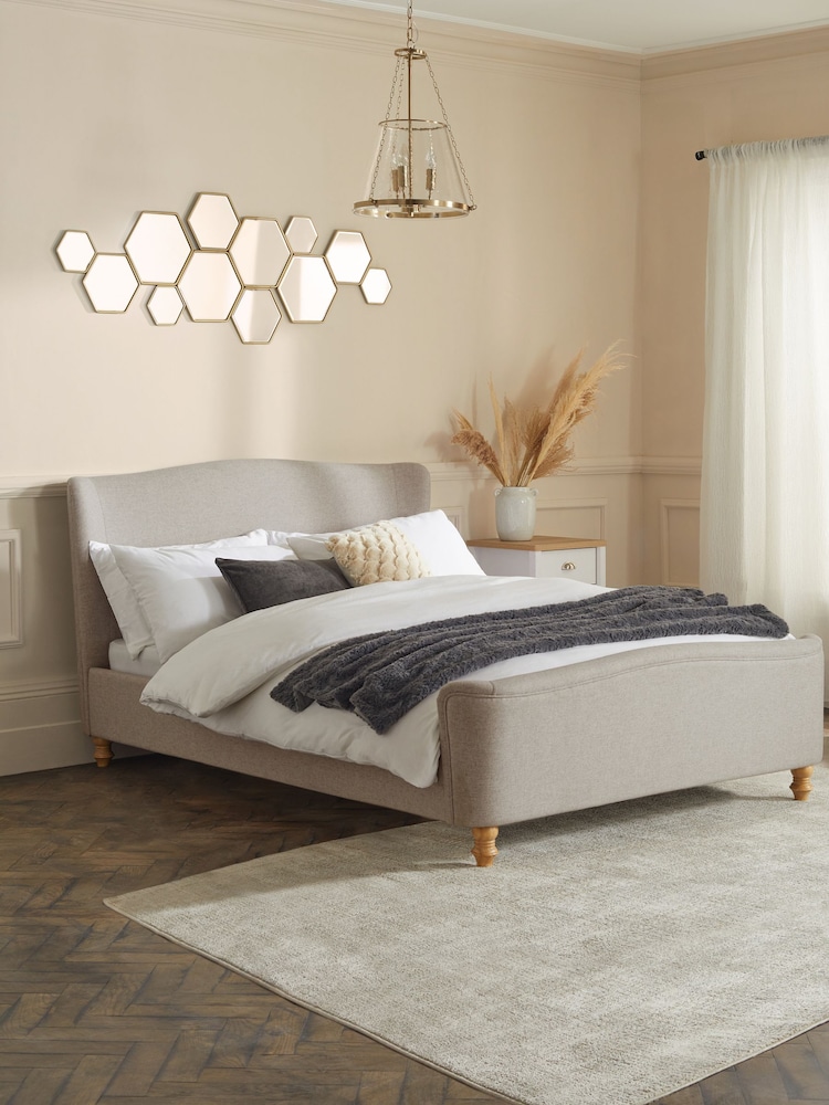 Wool Blend Natural Stone Reign Upholstered Bed Frame - Image 1 of 6
