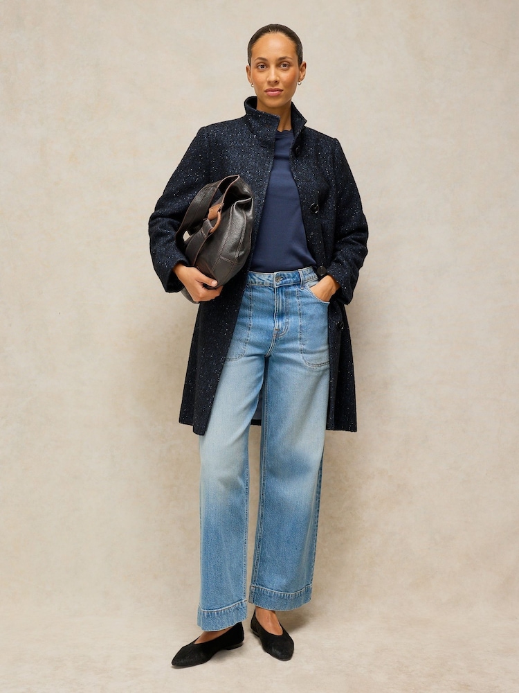 White Stuff Blue Kaia Tweedy Coat - Image 1 of 7