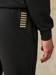Emporio Armani EA7 Black/Gold Core ID Hoodie 100% Cotton Tracksuit - Image 3 of 9