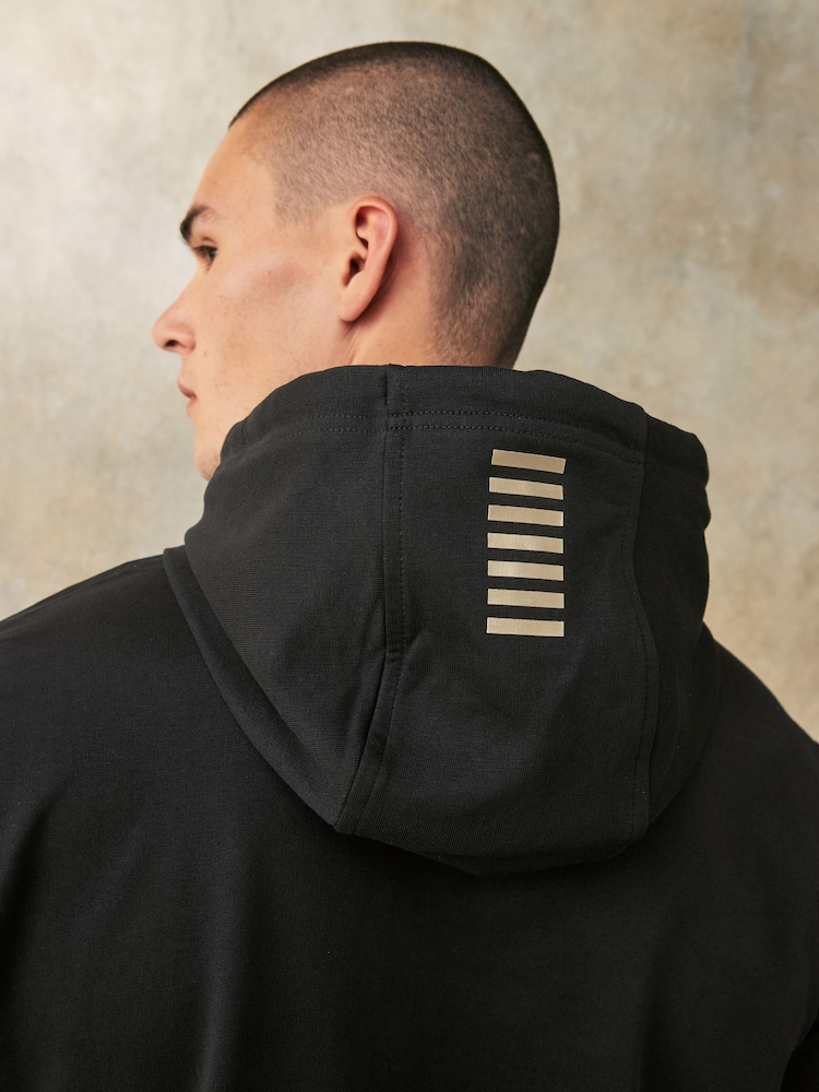 Emporio Armani EA7 Black/Gold Core ID Hoodie 100% Cotton Tracksuit - Image 4 of 9