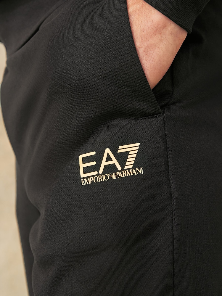 Emporio Armani EA7 Black/Gold Core ID Hoodie 100% Cotton Tracksuit - Image 6 of 9