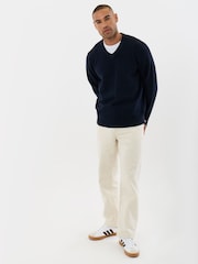 Threadbare Blue Soft V-Neck Jumper - Image 4 of 5