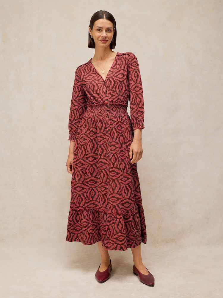 White Stuff Red Jonie Shirred Dress - Image 1 of 6