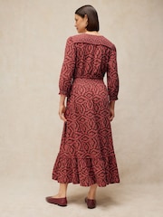 White Stuff Red Jonie Shirred Dress - Image 2 of 6