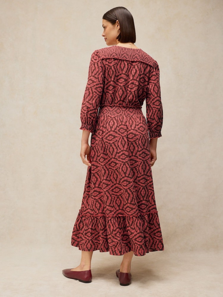 White Stuff Red Jonie Shirred Dress - Image 2 of 6