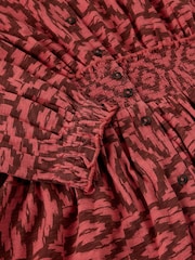 White Stuff Red Jonie Shirred Dress - Image 6 of 6