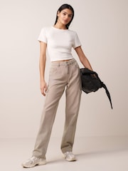 Khaki Green 100% Cotton Cargo Straight Leg Jeans - Image 1 of 6